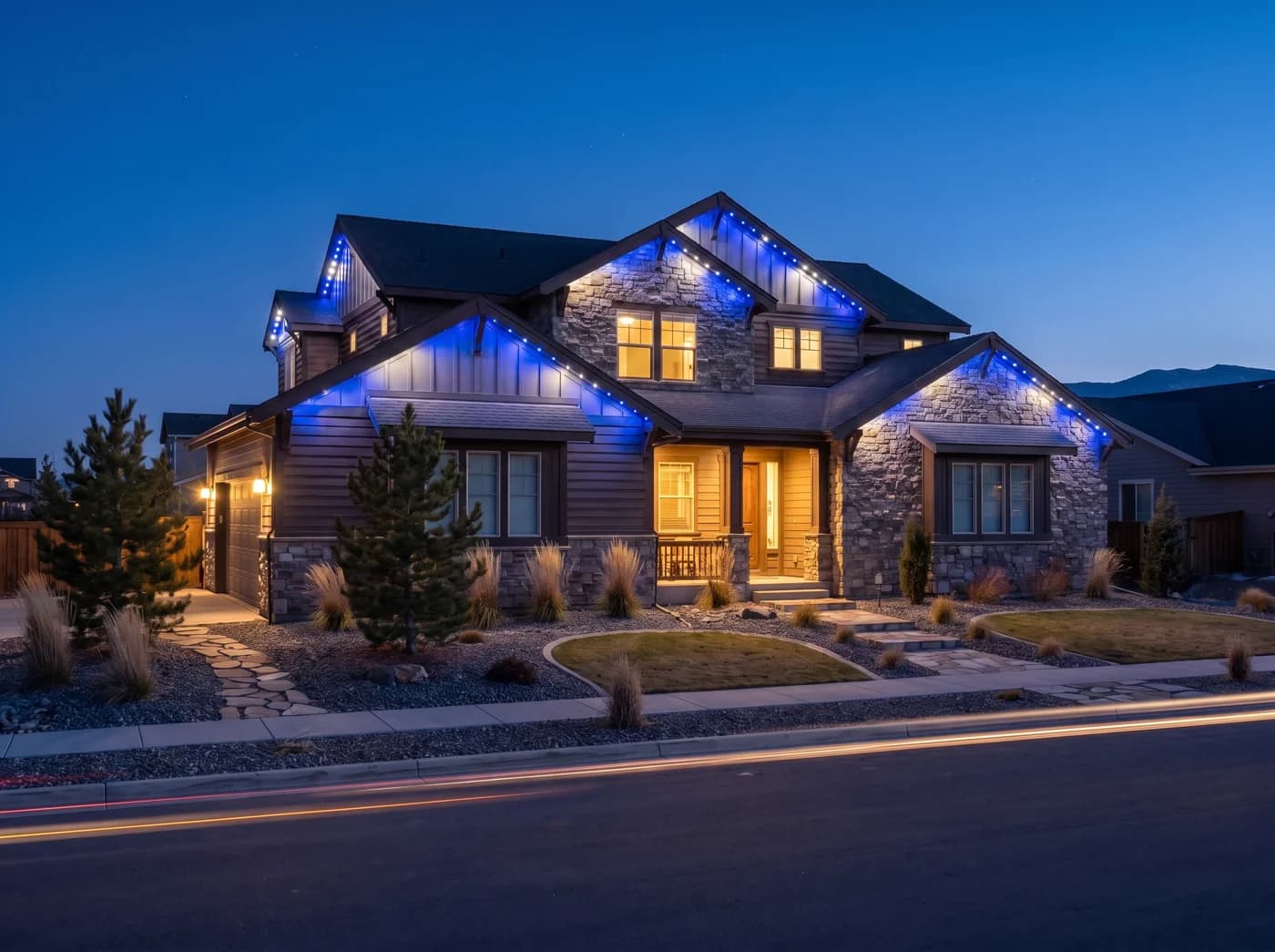 The same home lit for Game Day